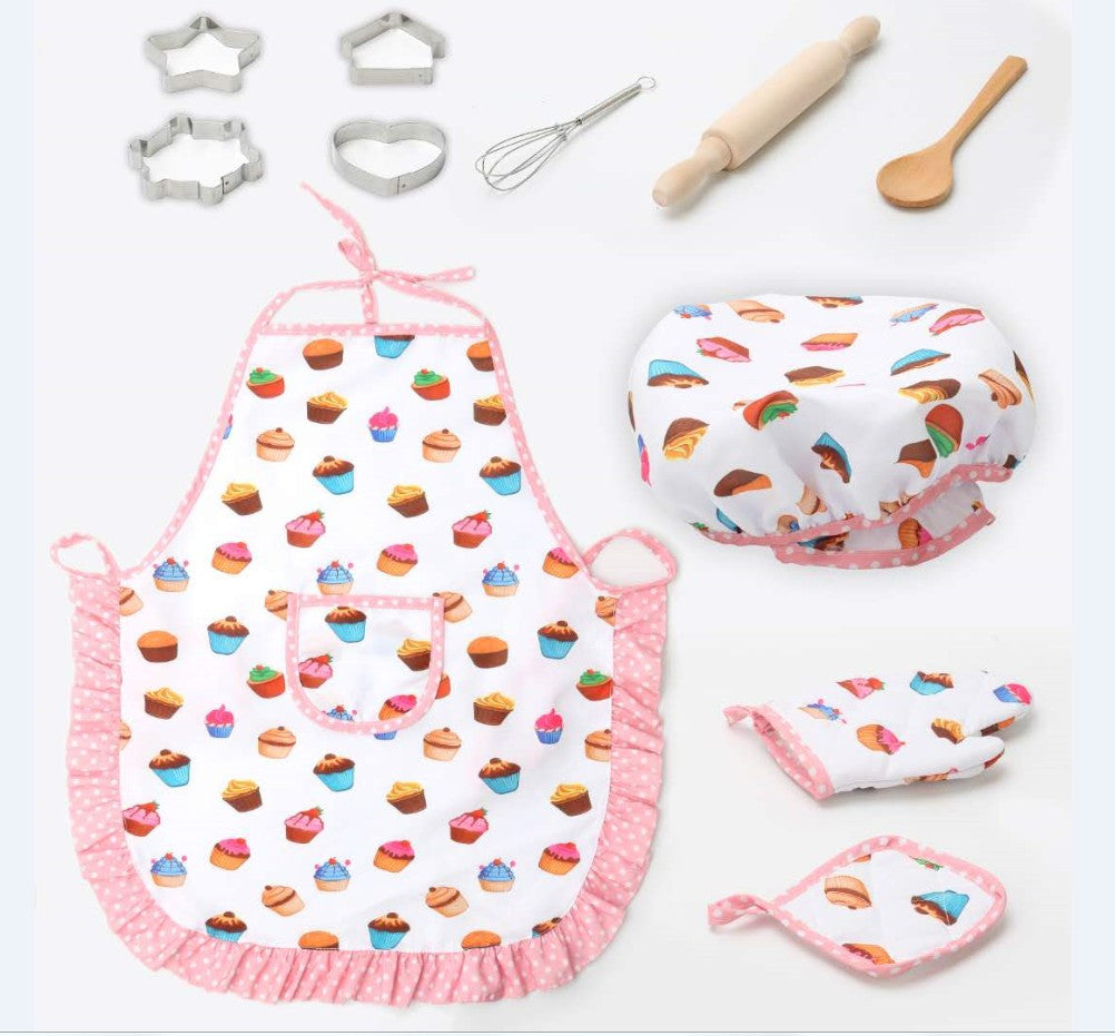 11-Piece Kids Cooking Playset with Apron and Tools